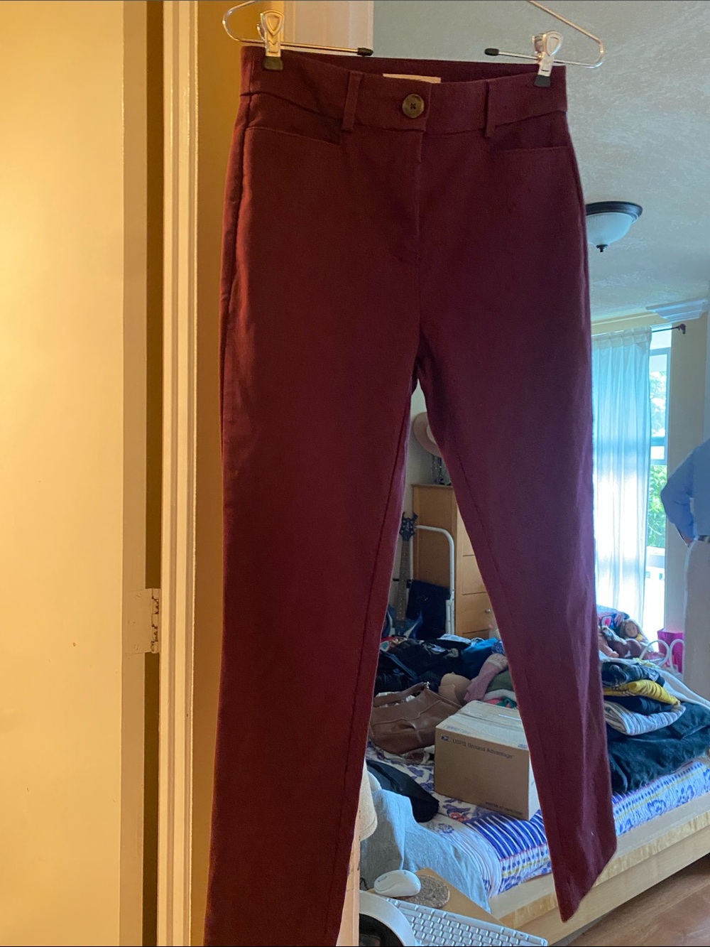 LOFT Maroon Straight-Leg Pants STOVE Pipe